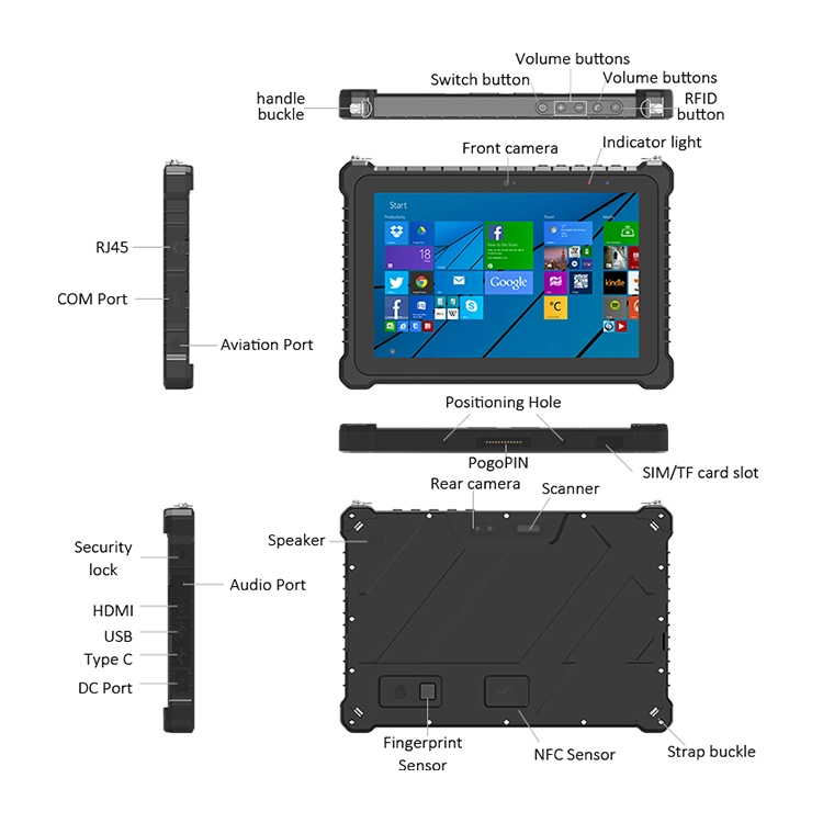 Senke Gigabit Ethernet 10.1" 1200*1920 IPS Screen Windows 10 11 IP67 Waterproof Fully Rugged Extreme Tablet PC