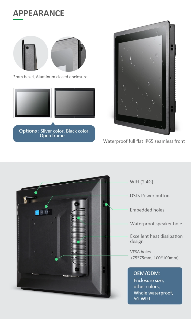 15.6inch J1900 Industrial Panel PC Windows 10 OS Touch Screen Computer Industrial Mini PC IP65 Dustproof