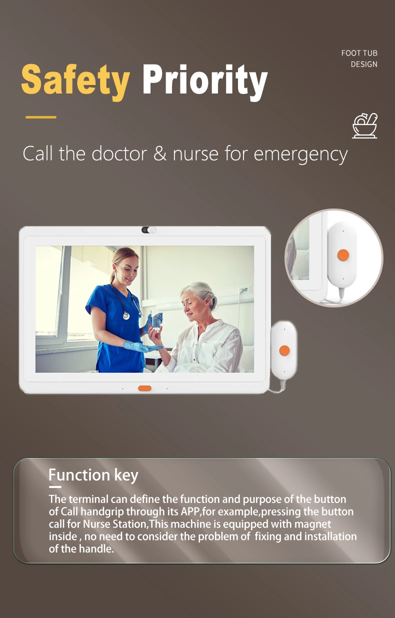 10" Wall Mount Medical Hospital Patient Care Call Handle Poe Touch Android Tablet All in One PC