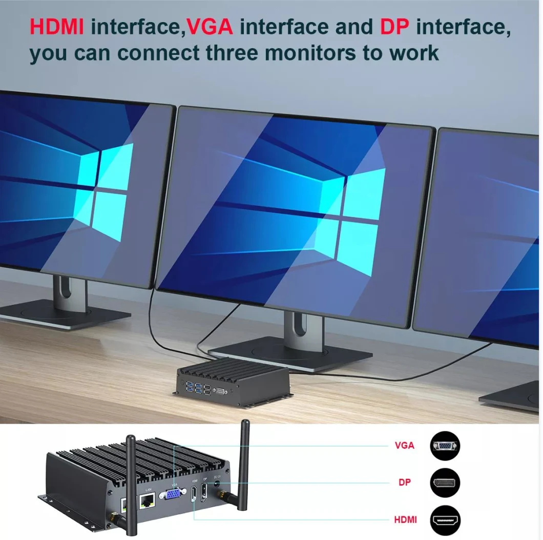 Qunshi Hot Sale Tvbox All in One Desktop PC Ipc-X1 I5/I7 4200u Fanless Metal Mini Computer Windows 10/Linux Motherboard Industrial PC