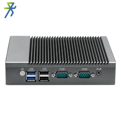 Alto rendimiento VGA USB3.0 COM DC 12V Dual LAN Fanless Linux Ubuntu Industrial Mini PC con puerto paralelo