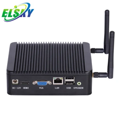 Venta caliente Elsky Fanless Pocket Nano Mini PC Dual Cores J1900 Procesador para computadora de control industrial PC industrial