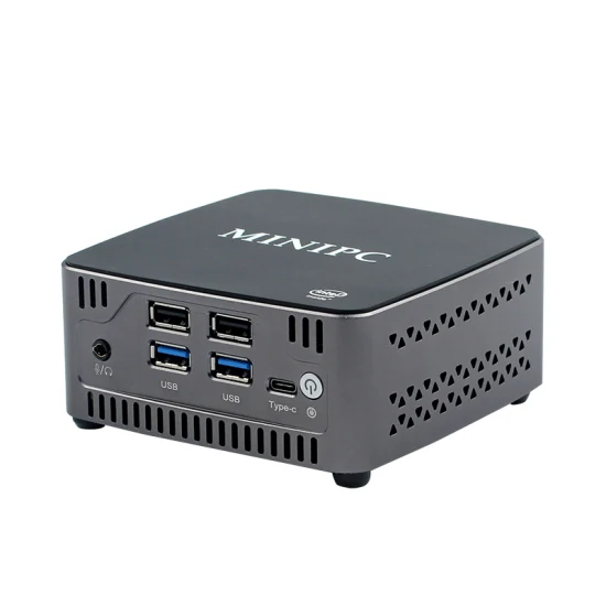 Win 10 Mini PC DDR4 SATA SSD Computadora pequeña Dual LAN HD Minidp Tipo-C 2USB Antena integrada Mini PC industrial